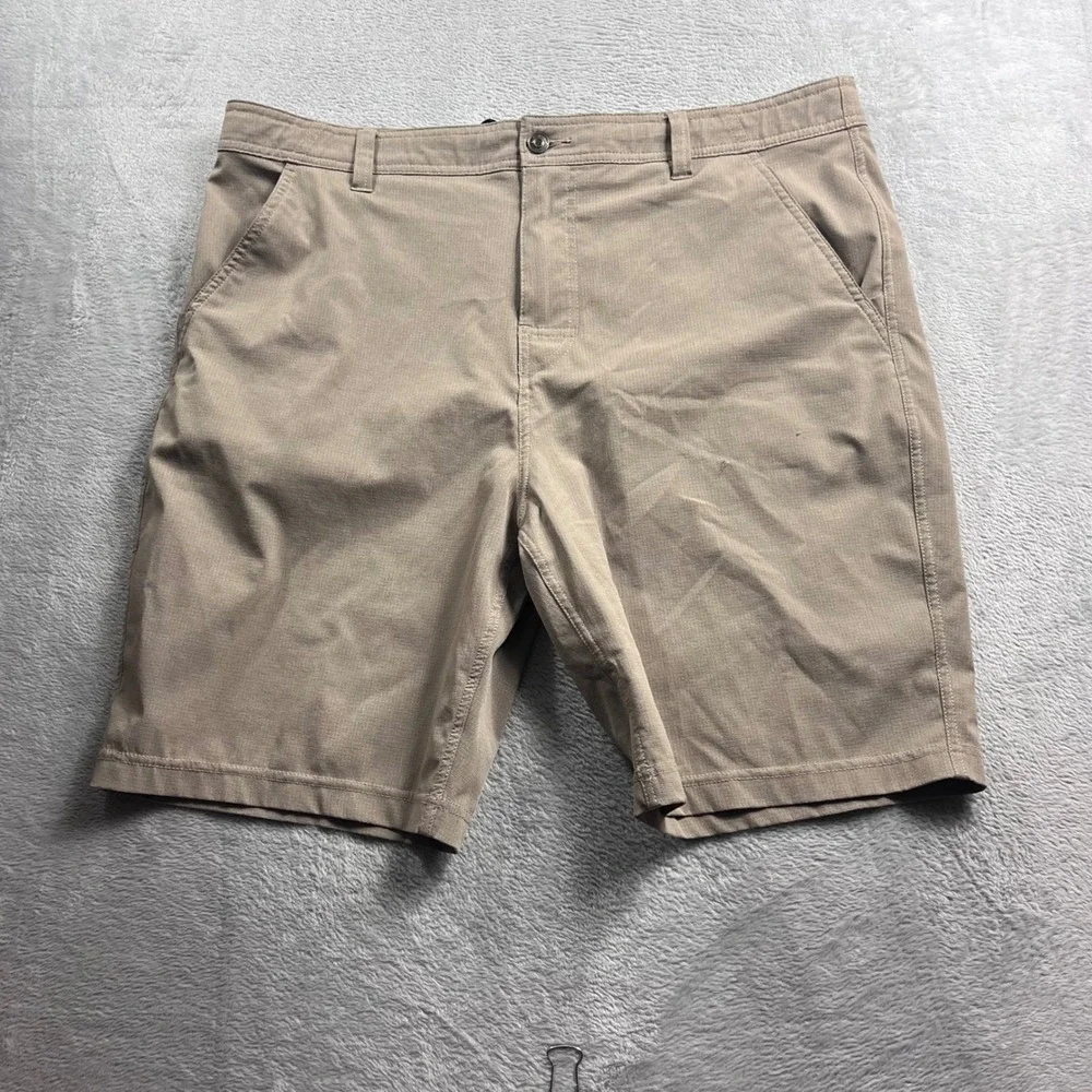 Prana Mens Khaki Tan Ripstop Hiking Shorts Size 38 Standard Fit Drawstring